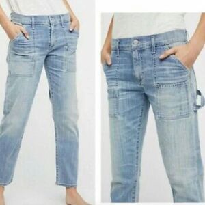 Citizens of Humanity Leah Cargo Crop Light Wash Utility Denim Jeans 28
